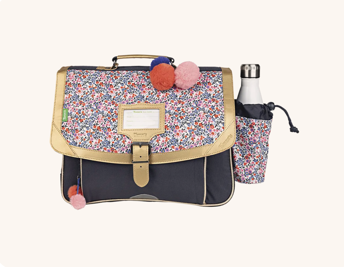 Cartable Antonia bleu 38cm poche gourde