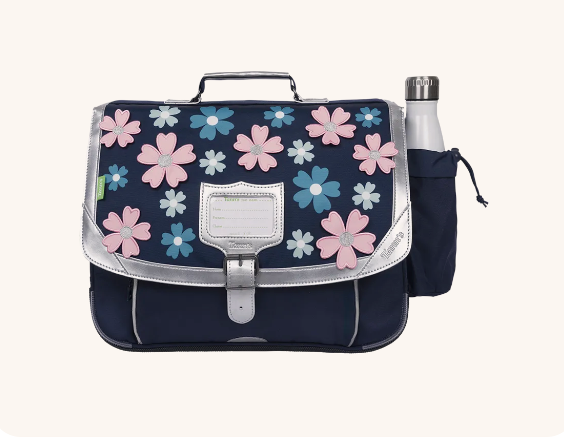 Cartable Hortense bleu 38cm poche gourde