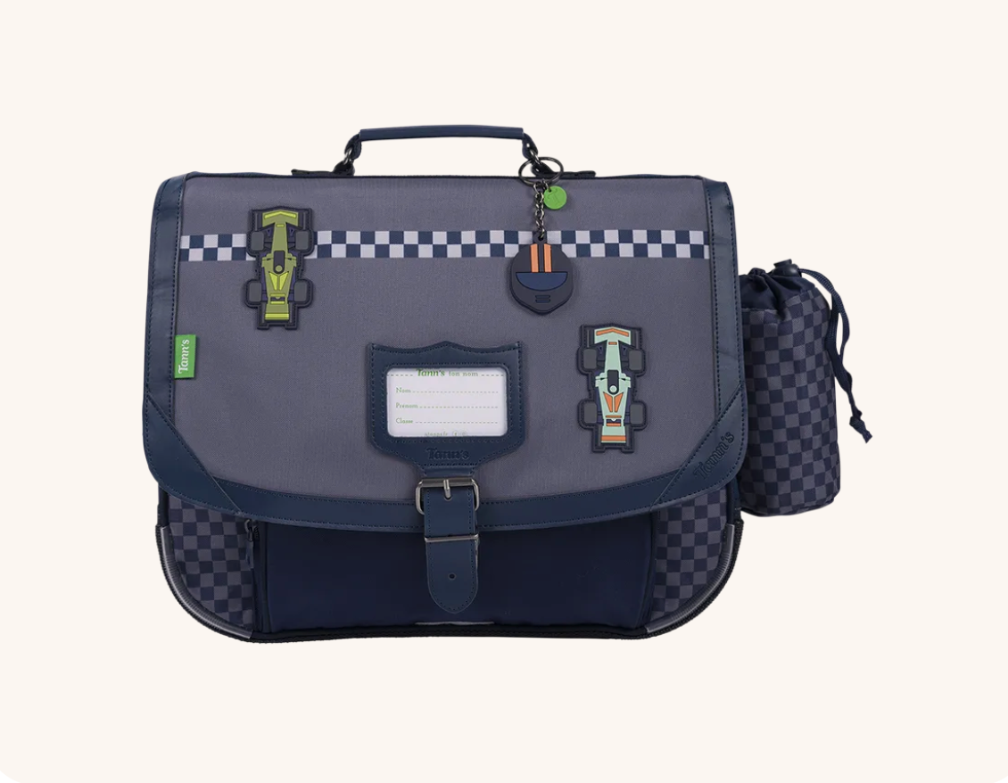 Cartable Romain gris 38cm poche gourde