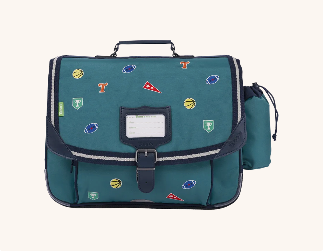 Cartable Dan vert 38cm poche gourde