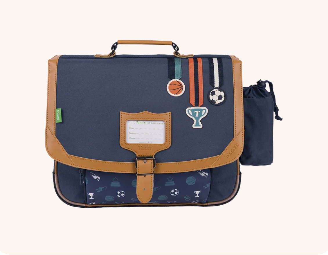 Cartable Paco bleu 38cm poche gourde